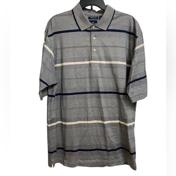 Dockers Other - Dockers Golf Men's Grey Blue Mercerized Cotton with Wicking Polo Shirt Size L